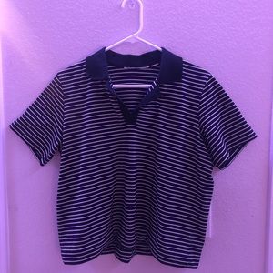 Black and white striped polo t-shirt